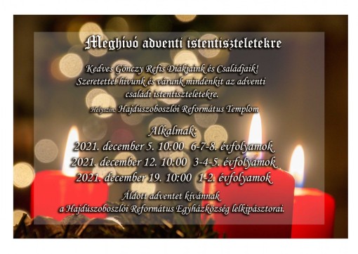 Meghívó adventi istentiszteletekre
