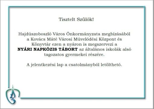 Nyári napközis tábor a Pávai Iskolában