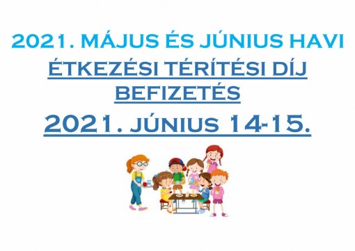 Térítési díj befizetése 2021. 06. 14-15.